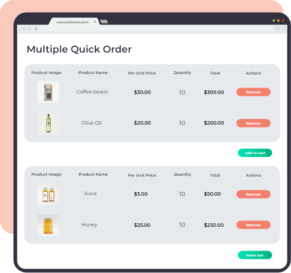 B2b eCommerce Quick order discovery